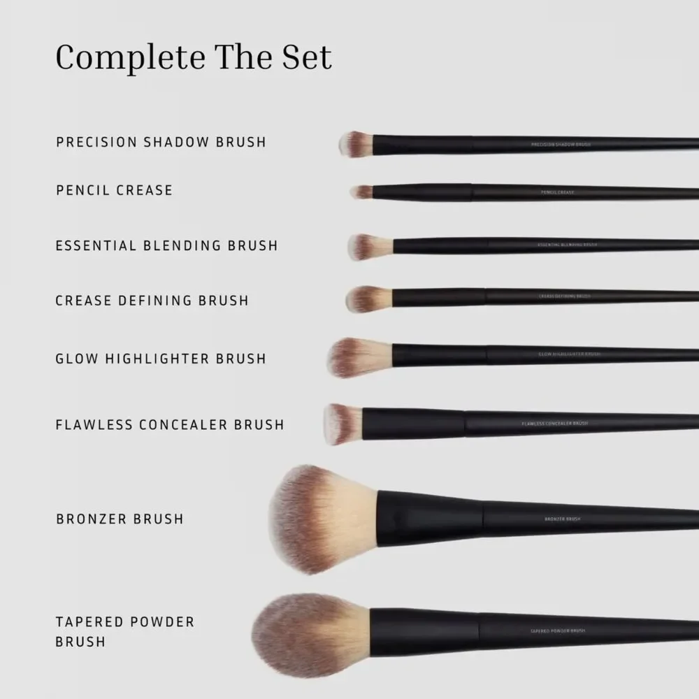 NIB Lithe Beauty Essential Face Brush Set, Bronzer & Powder Makeup Brushes